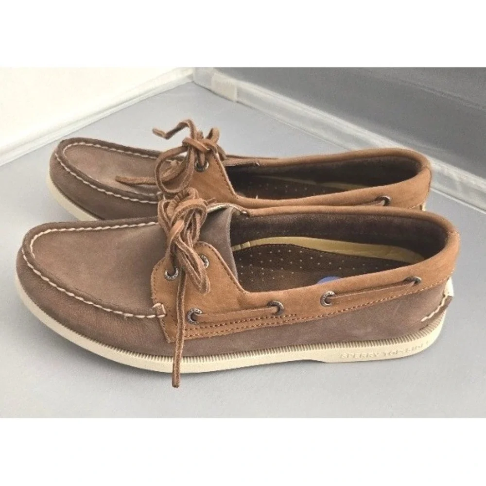 Sperry Men's Billfish Plushwave Boat Shoes - Brown Leather -‎ Size 7.5M